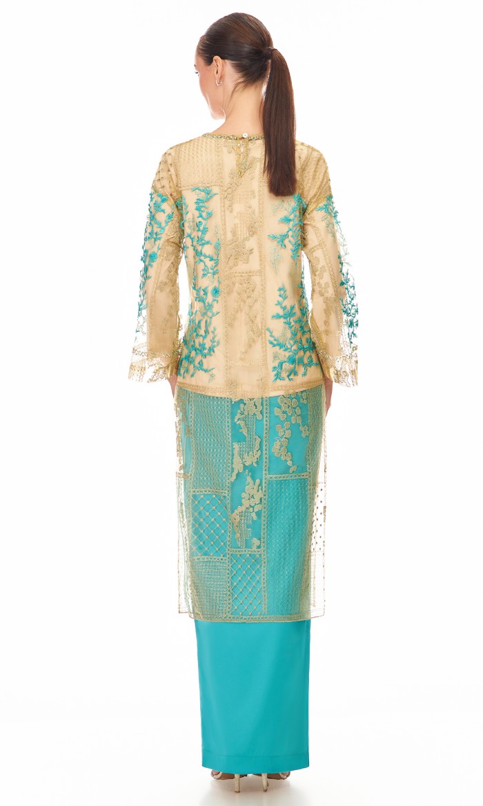 Amara Kurung in Verdigris Green