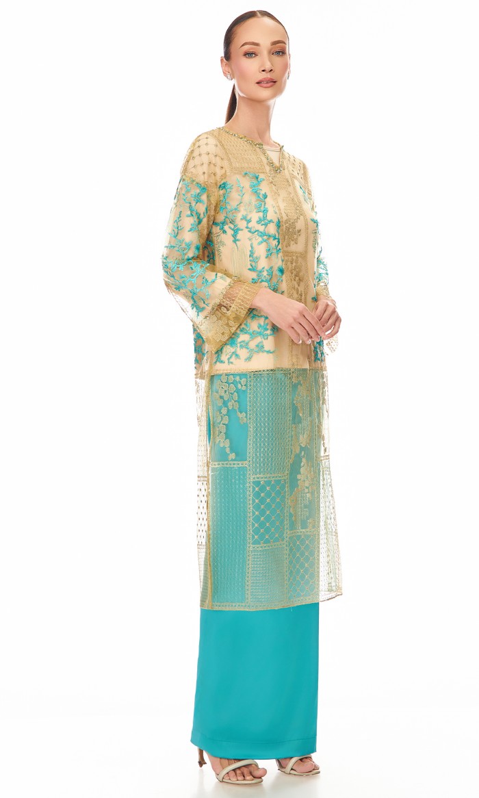 Amara Kurung in Verdigris Green