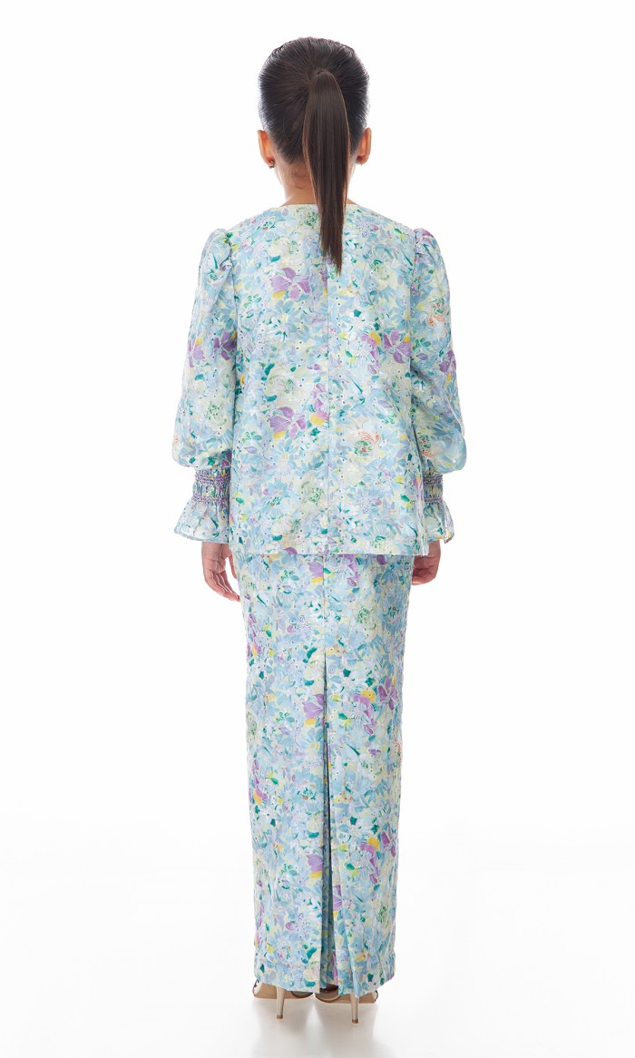 Anthea Kurung Kids in Tropical Blue