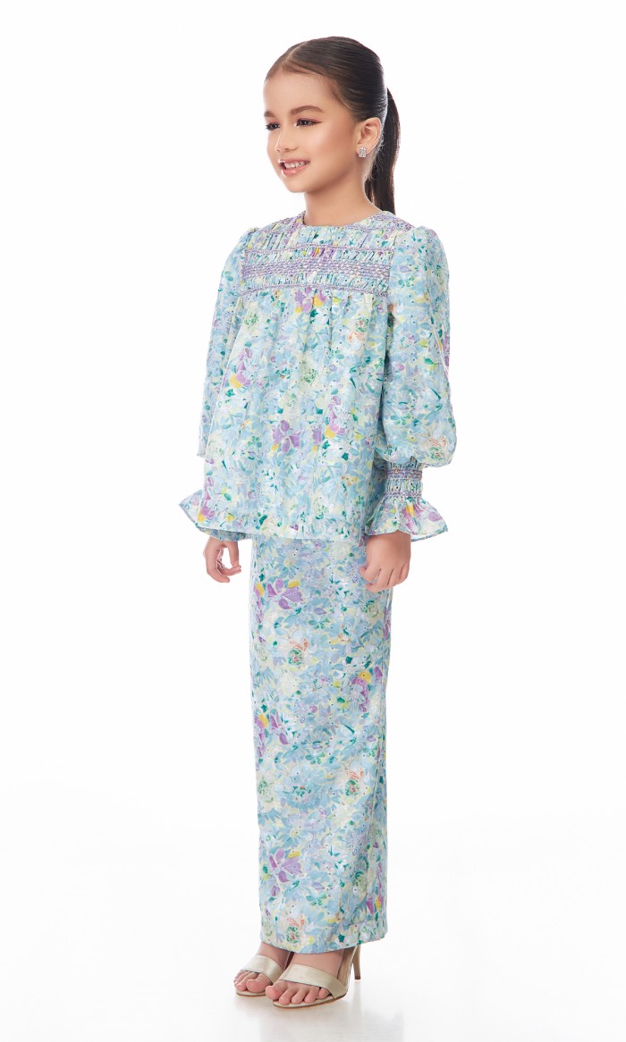 Anthea Kurung Kids in Tropical Blue