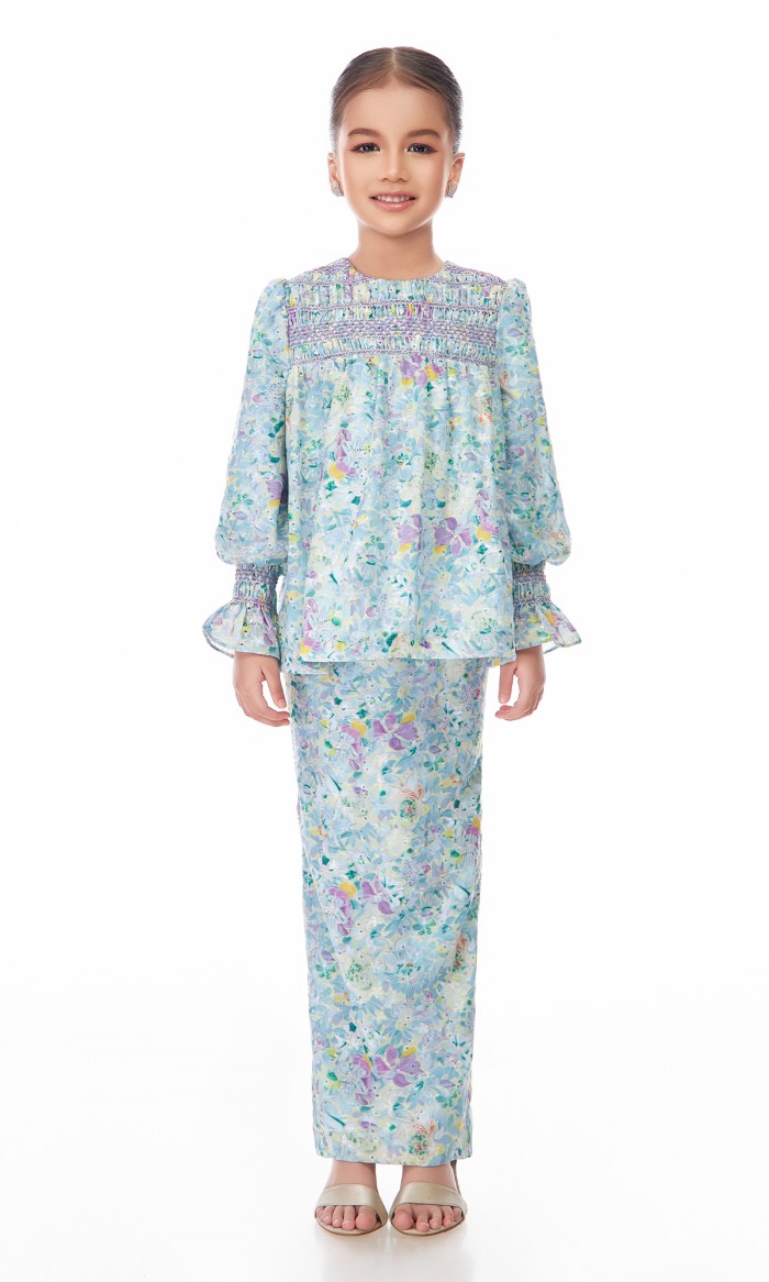 Anthea Kurung Kids in Tropical Blue