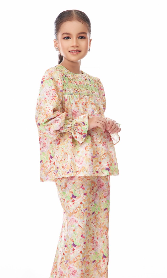 Anthea Kurung Kids in Apricot Orange