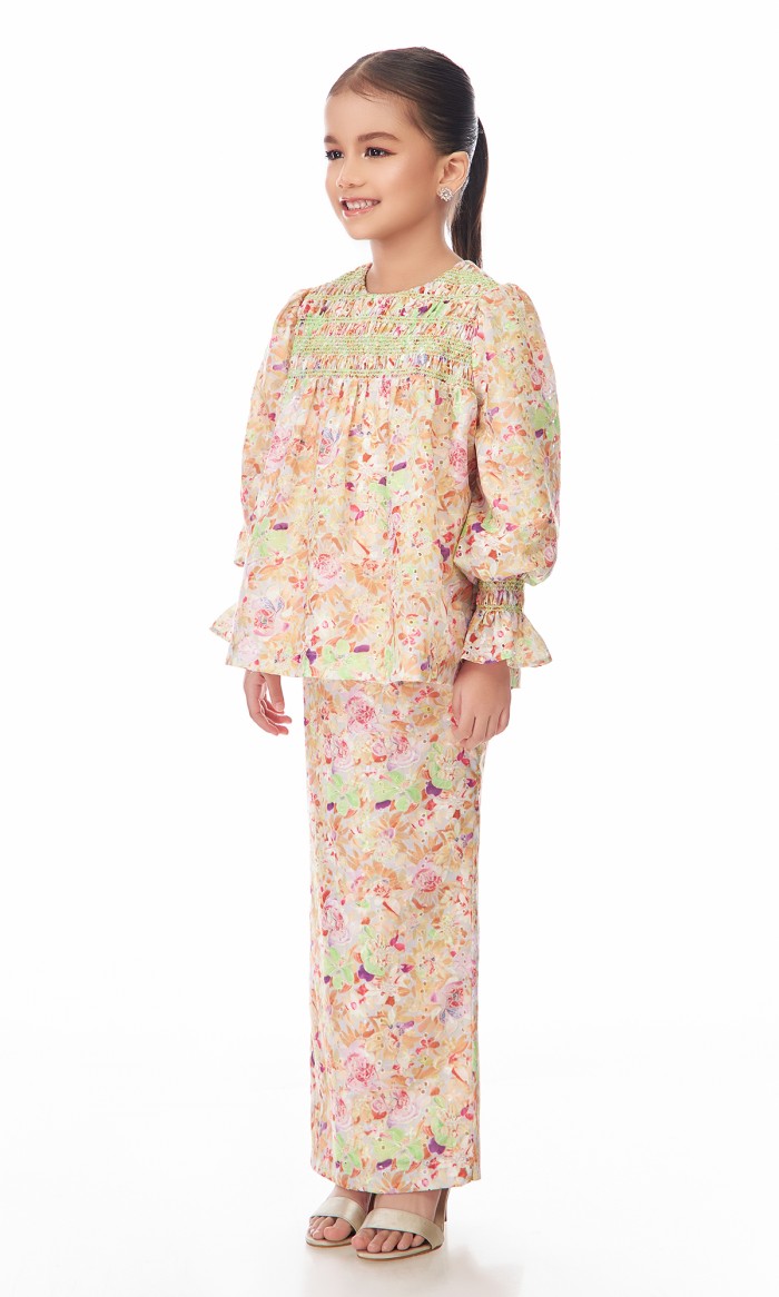 Anthea Kurung Kids in Apricot Orange