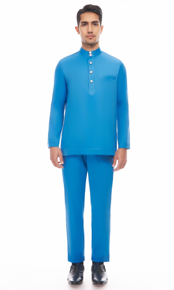 Aaryan Baju Melayu in Cerulean Blue