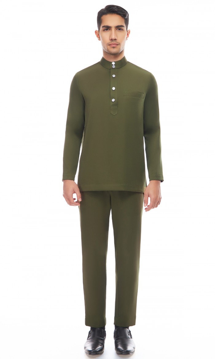 Aaryan Baju Melayu in Olive Green