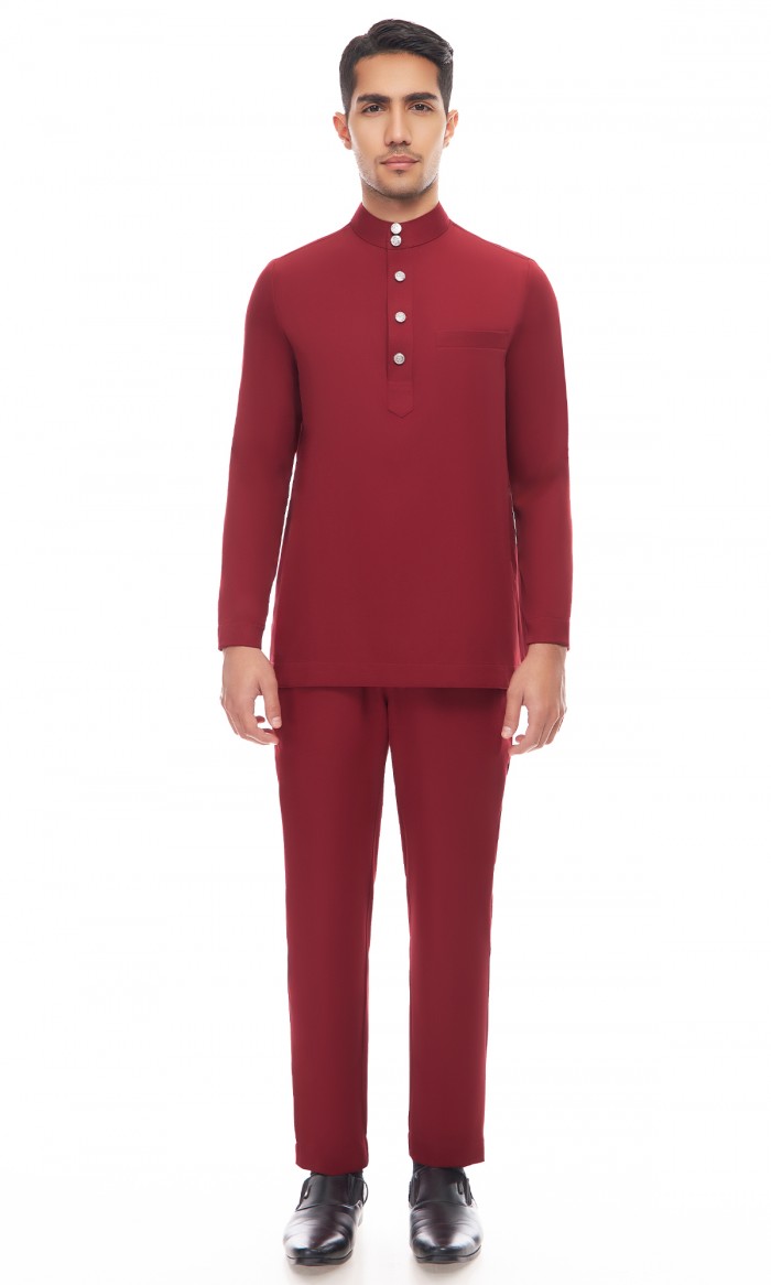 Aaryan Baju Melayu in Garnet Red