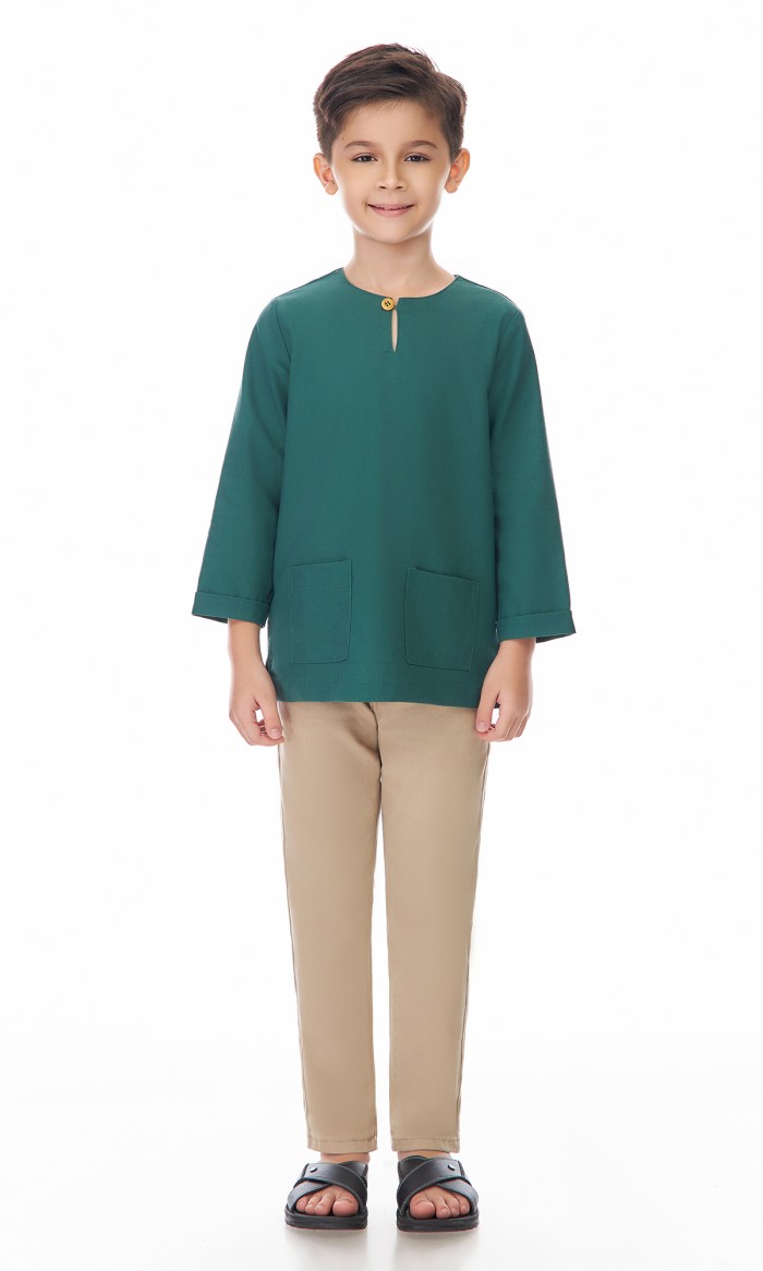 Nadhim Kurta Kids in Verdant Green