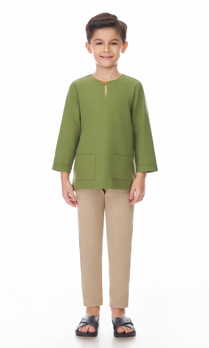 Nadhim Kurta Kids in Piquant Green