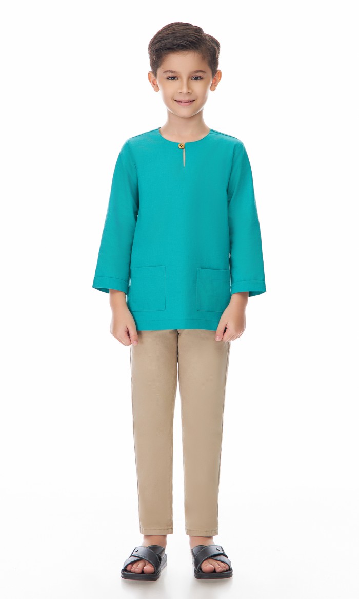 Nadhim Kurta Kids in Pool Green