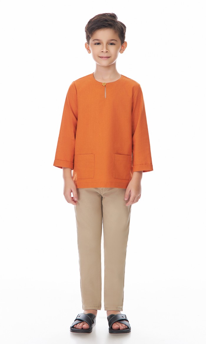 Nadhim Kurta Kids in Orange Pepper