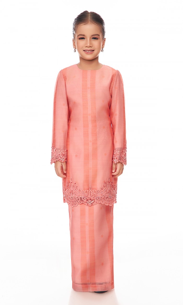 Carmilla Kurung Kids in Salmon Pink