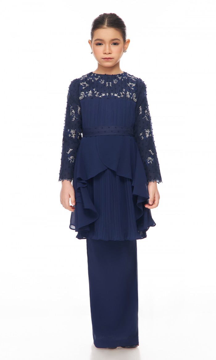 Charmaine Kurung Kids in Prussian Blue