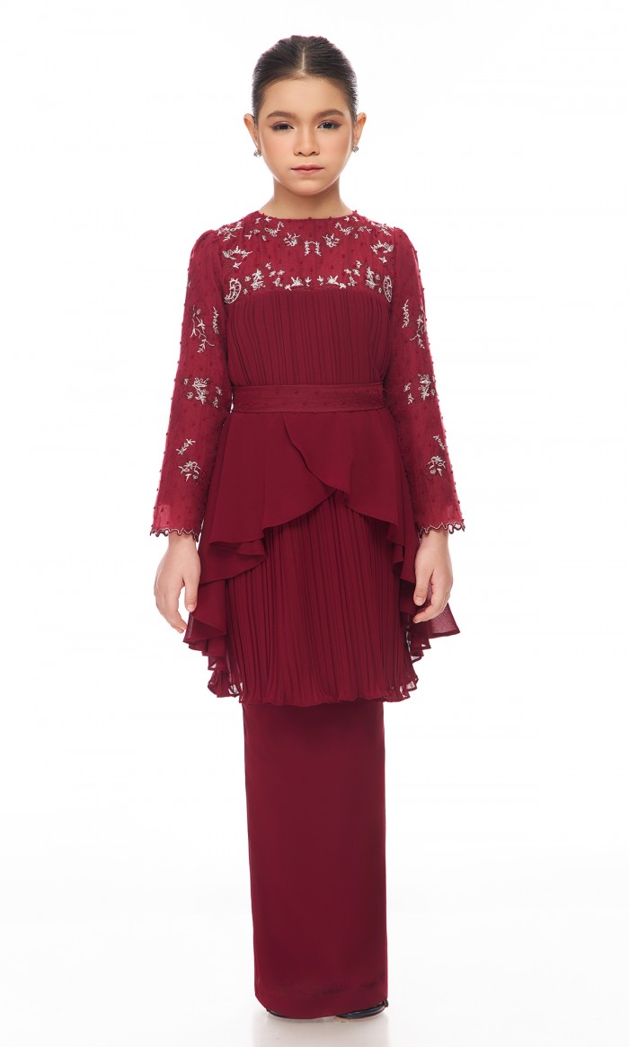 Charmaine Kurung Kids in Savvy Red