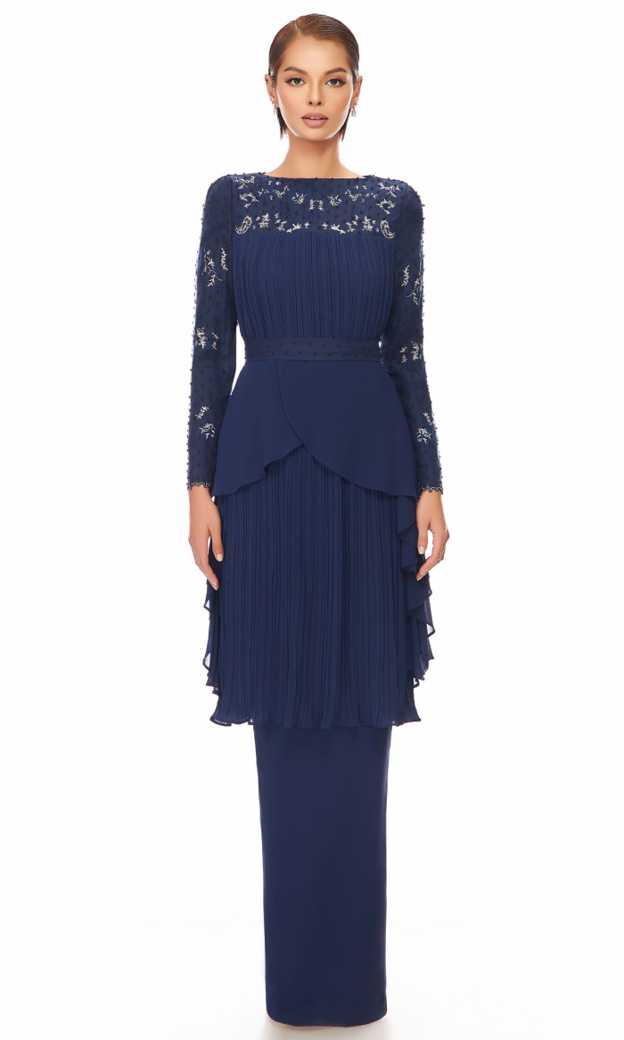 Charmaine Kurung in Prussian Blue