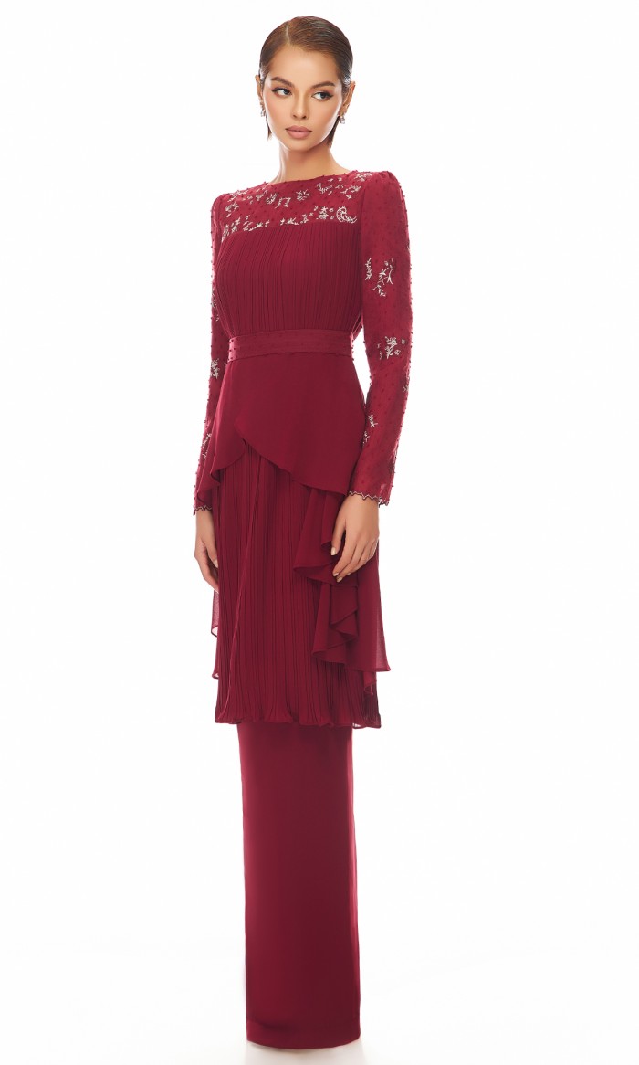 Charmaine Kurung in Savvy Red