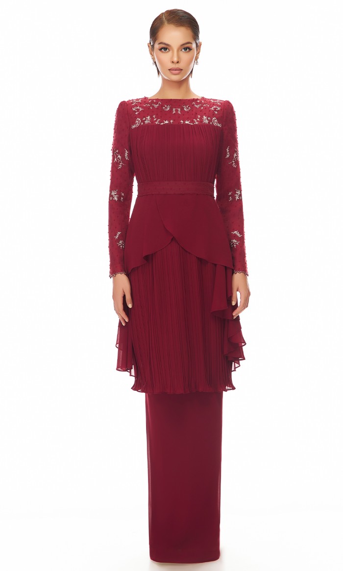 Charmaine Kurung in Savvy Red