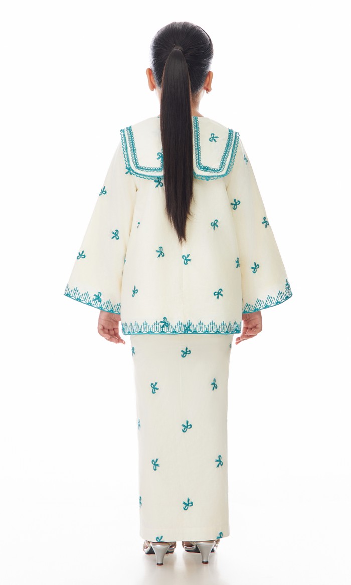 Chiara Kurung Kids in Turquoise Blue