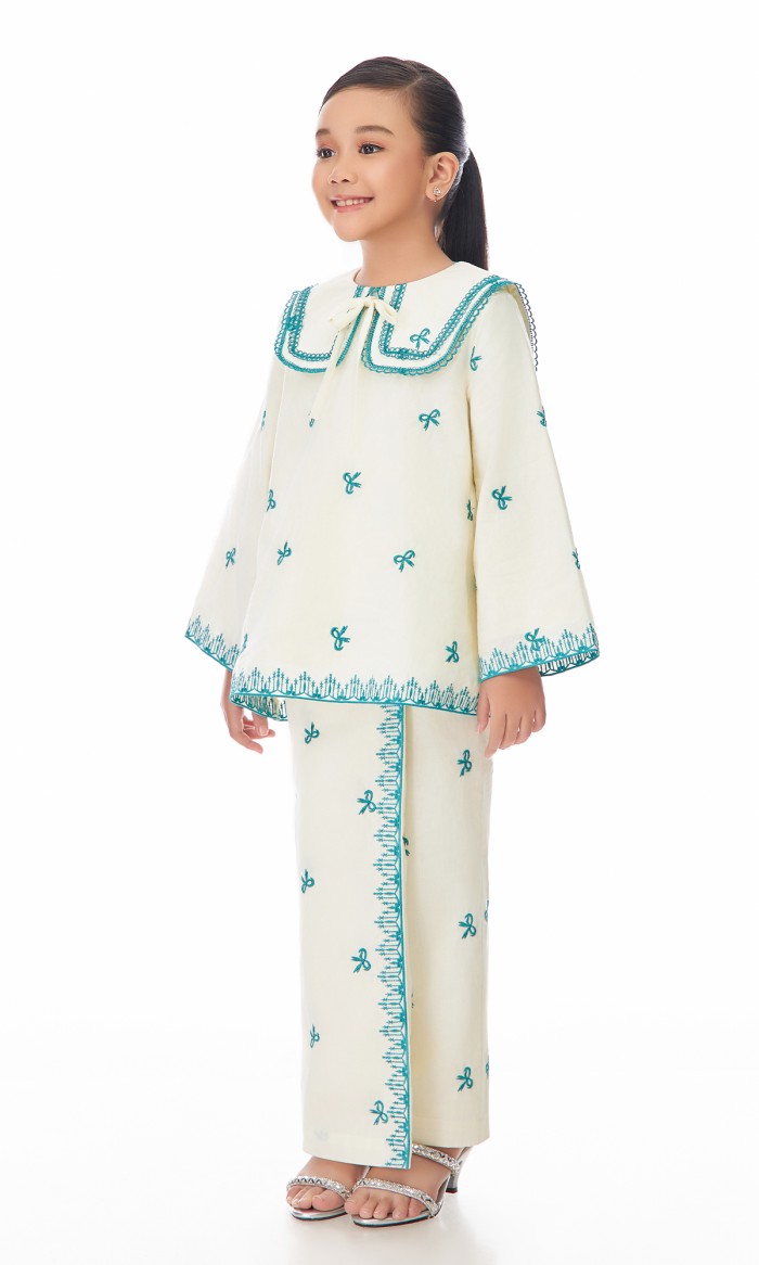 Chiara Kurung Kids in Turquoise Blue