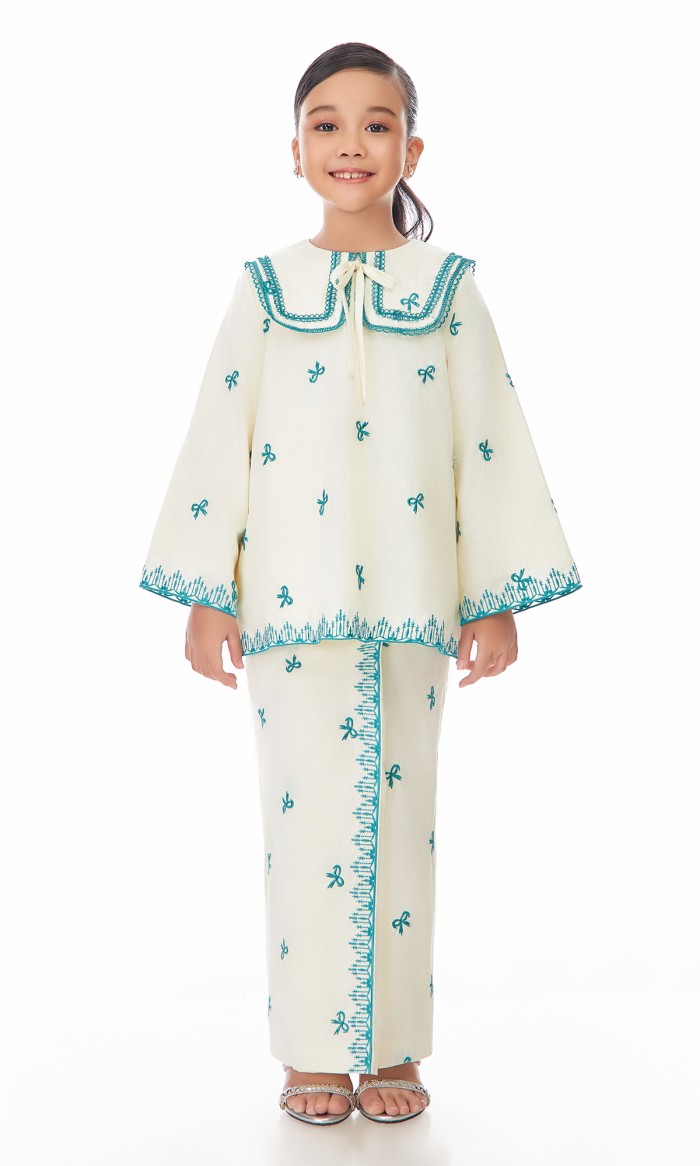 Chiara Kurung Kids in Turquoise Blue