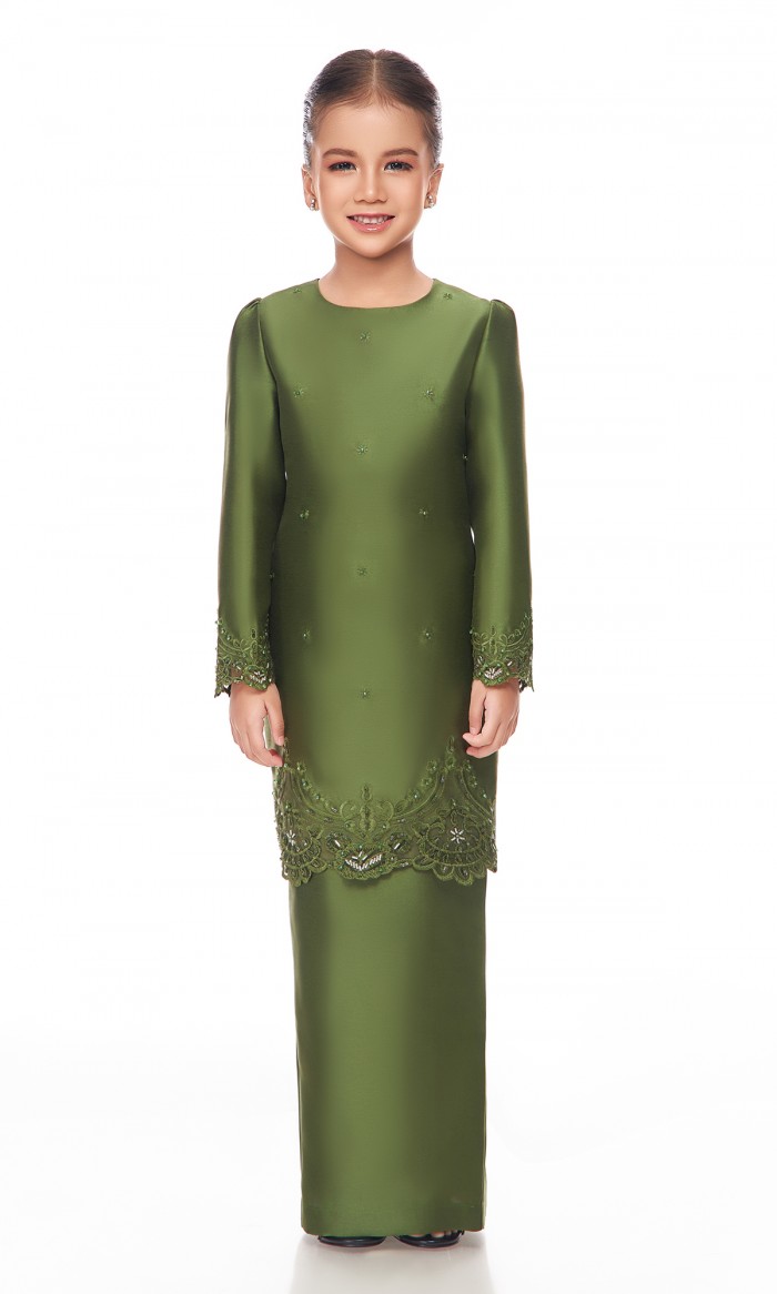 Claudia Kurung Kids in Moss Green