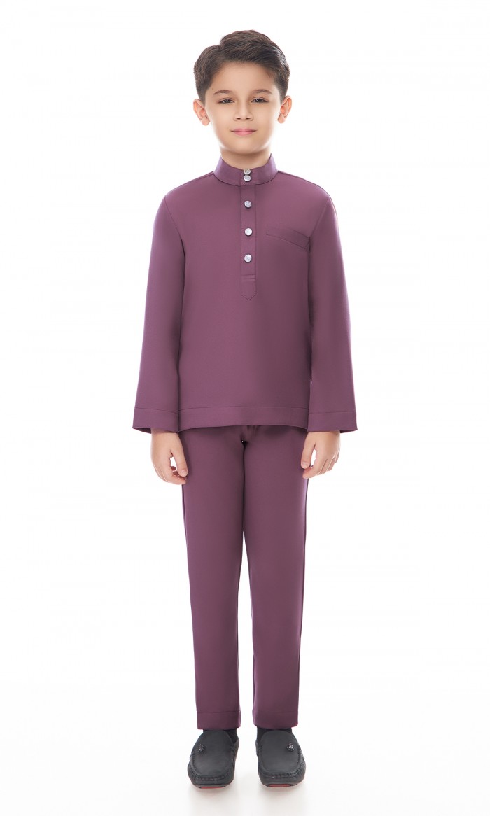 Aaryan Baju Melayu Kids in Grape Purple