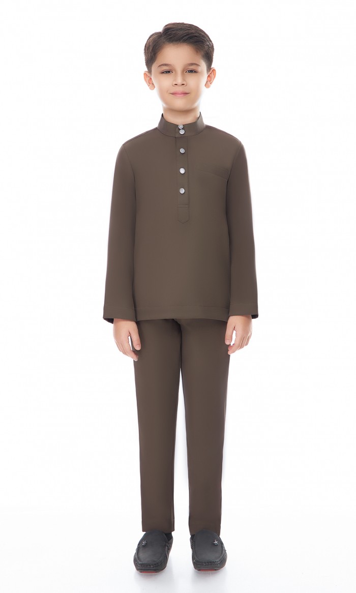 Aaryan Baju Melayu Kids in Khaki Brown