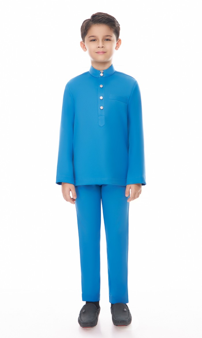 Aaryan Baju Melayu Kids in Cerulean Blue