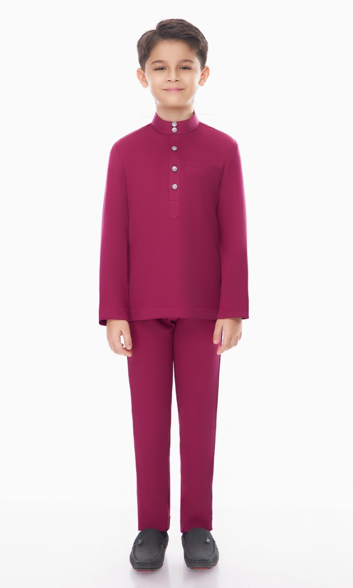 Aaryan Baju Melayu Kids in Fardago Pink