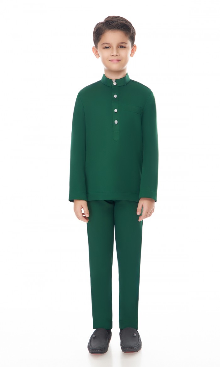 Aaryan Baju Melayu Kids in Emerald Green