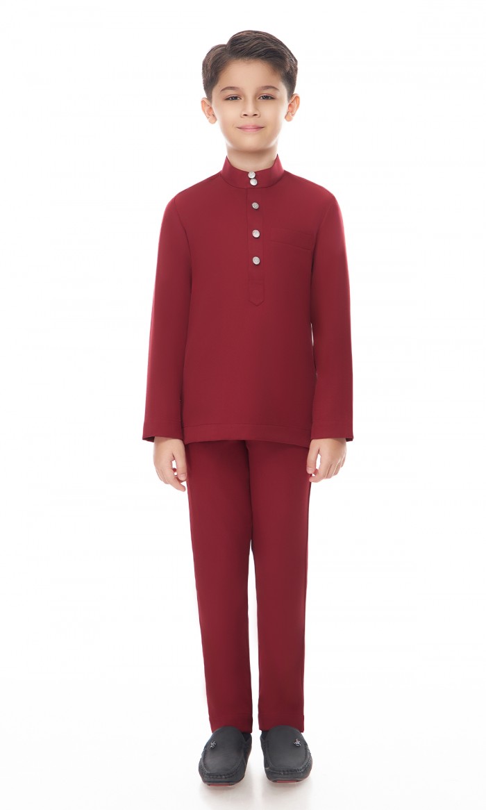 Aaryan Baju Melayu Kids in Garnet Red