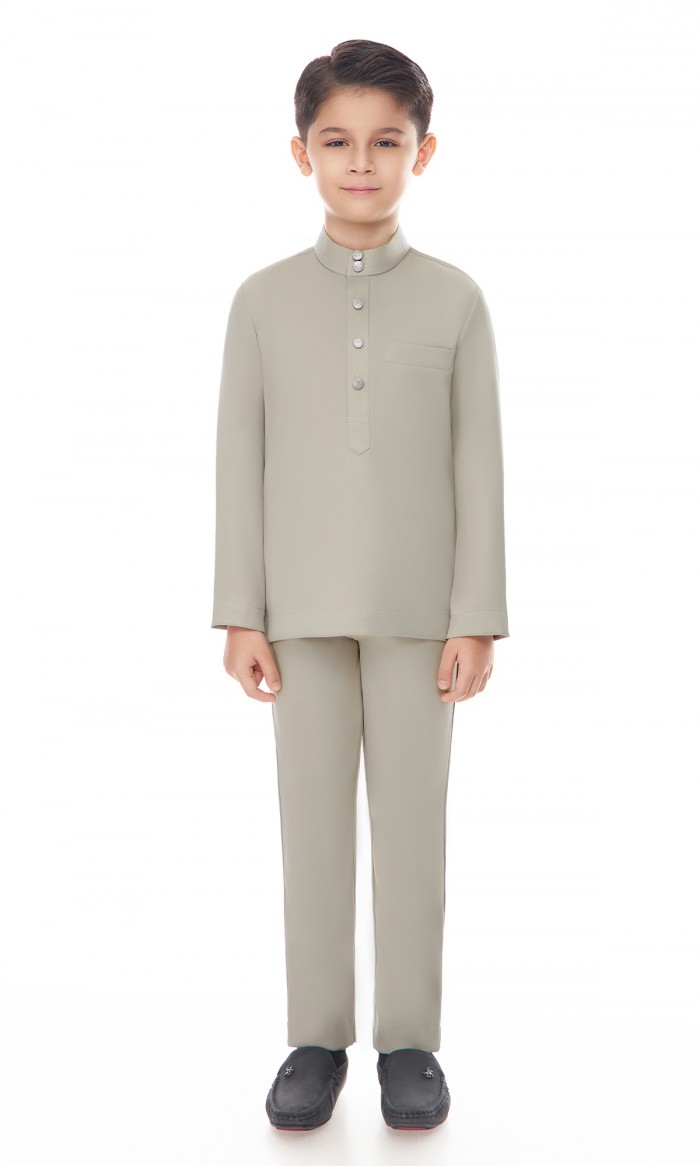 Aaryan Baju Melayu Kids in Glacier Grey