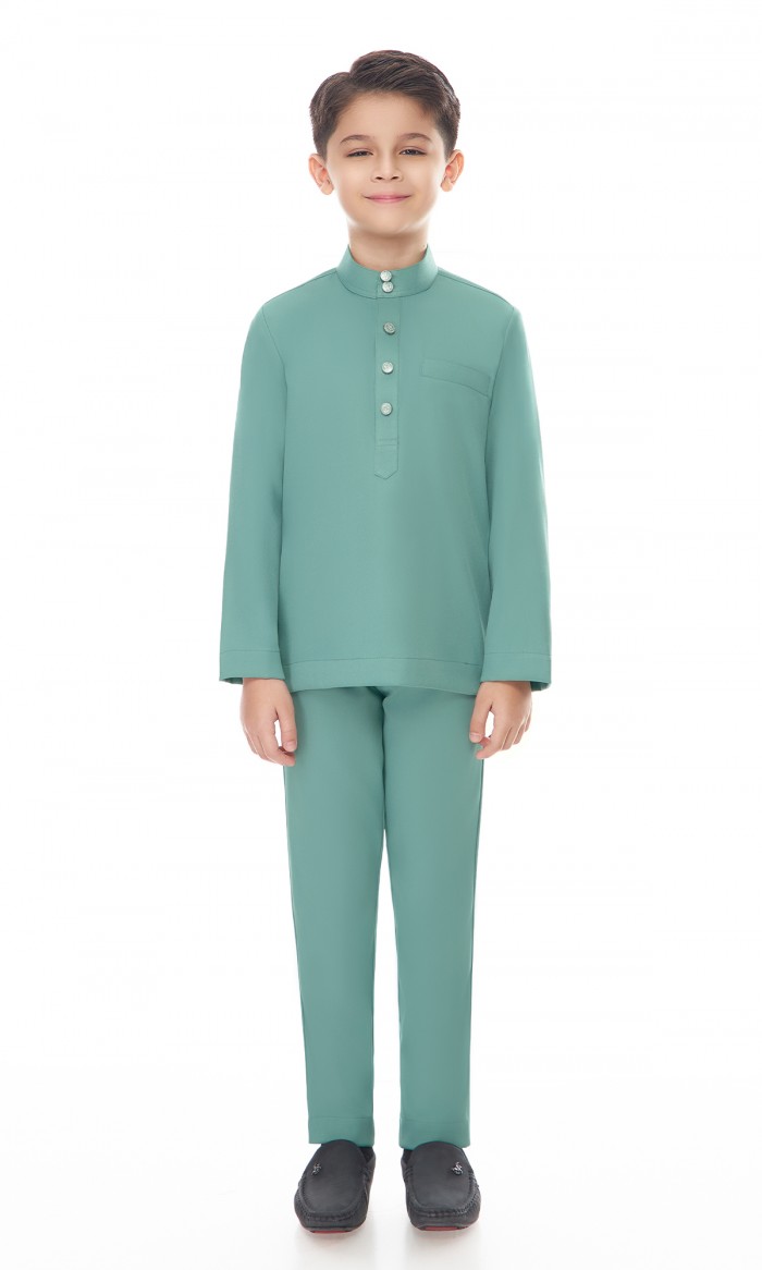 Aaryan Baju Melayu Kids in Light Teal