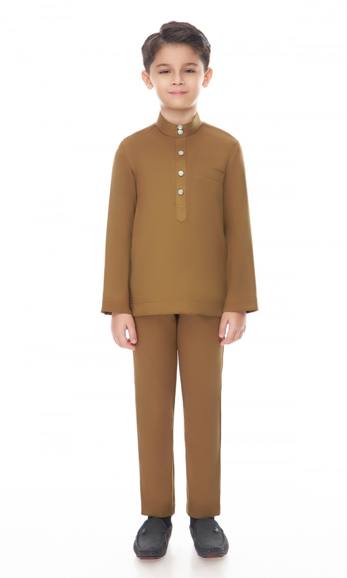 Aaryan Baju Melayu Kids in Russet Brown