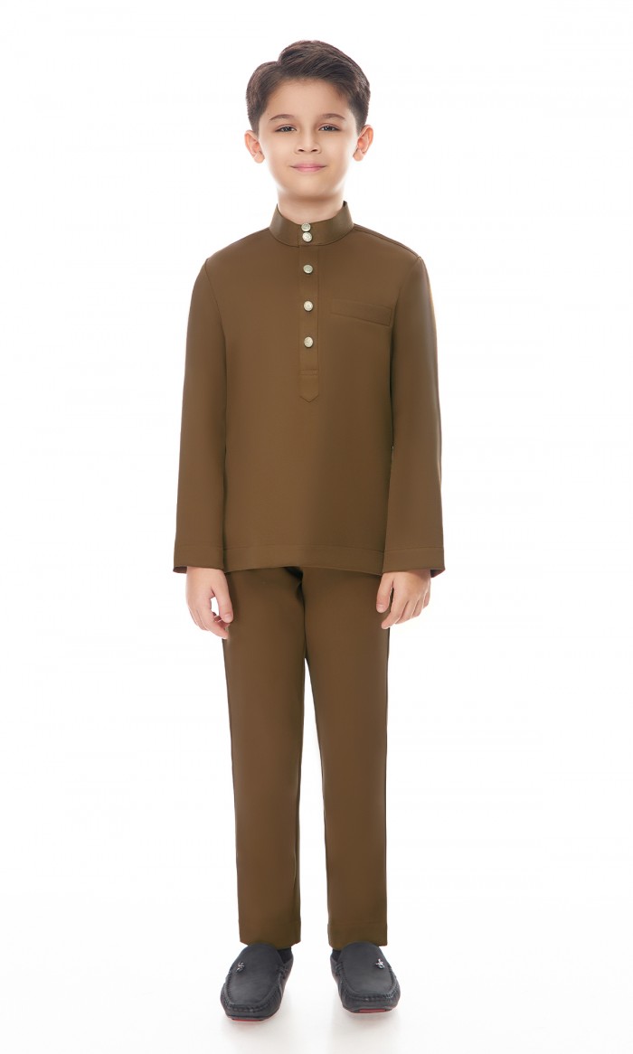 Aaryan Baju Melayu Kids in Rich Brown