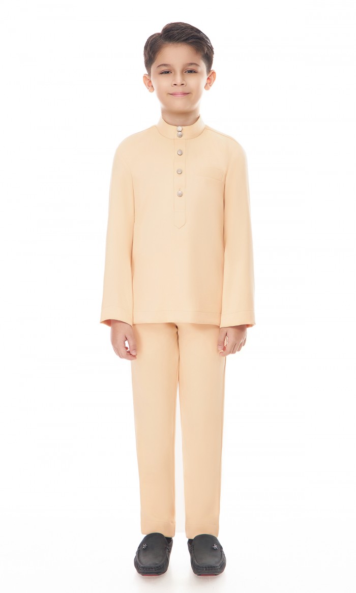 Aaryan Baju Melayu Kids in Peach