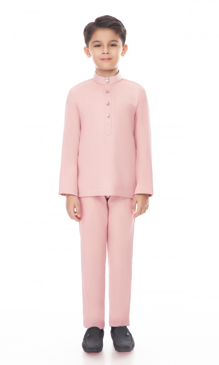 Aaryan Baju Melayu Kids in Pastel Pink