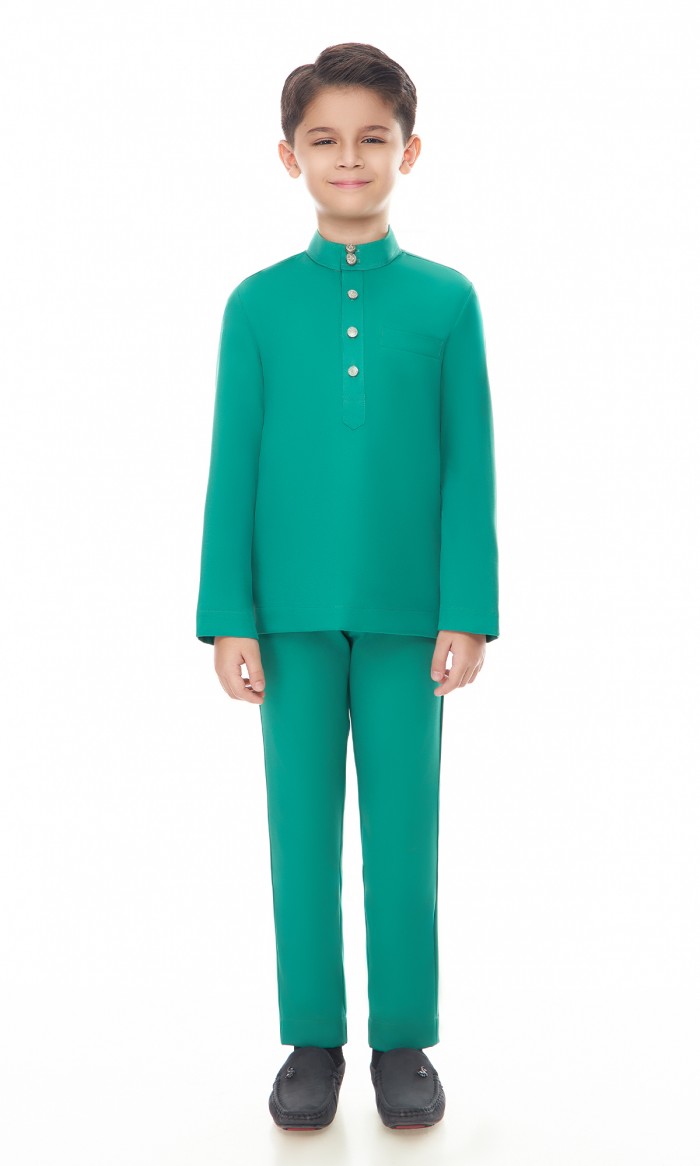 Aaryan Baju Melayu Kids in Teal Green