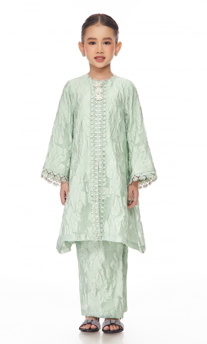 Davina Kurung Kids in Light Green