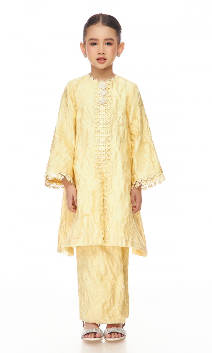 Davina Kurung Kids in Light Yellow