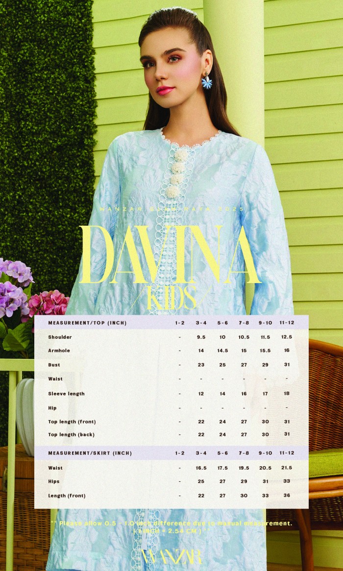 Davina Kurung Kids in Baby Blue