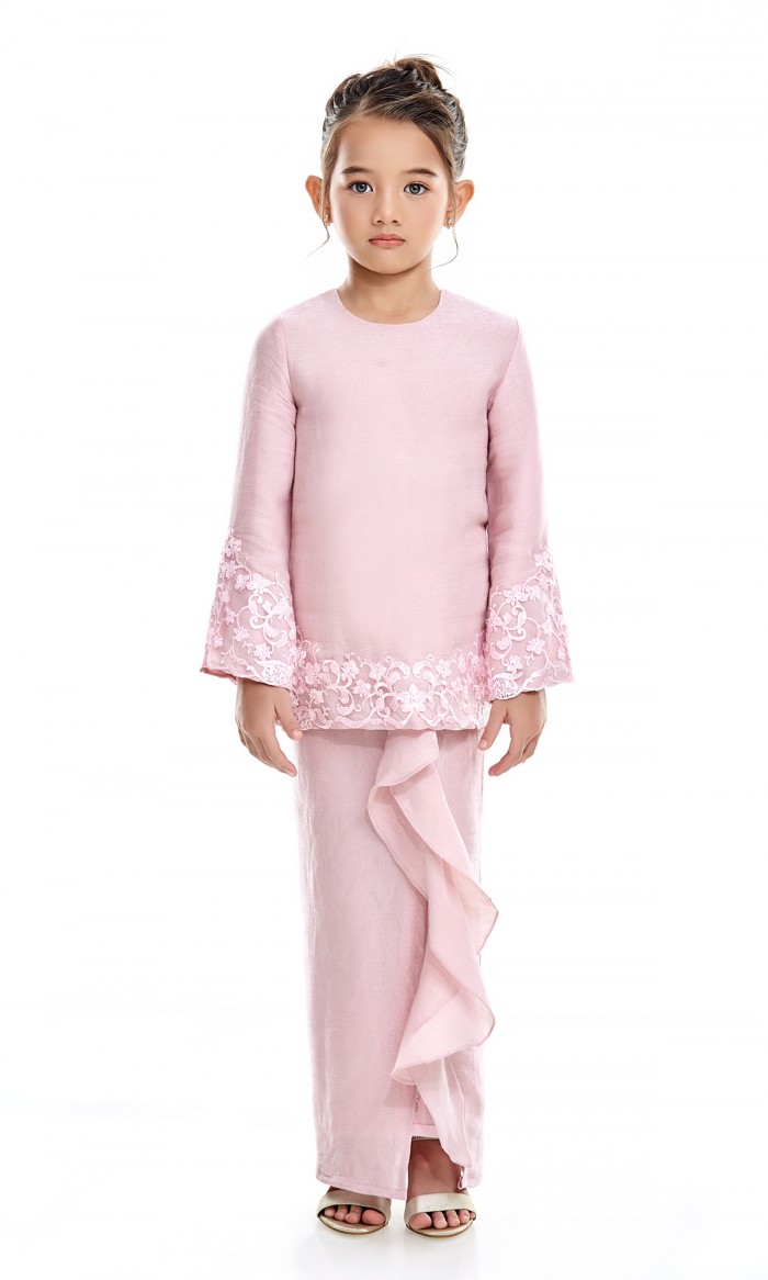 Dhelia Kurung Kids in Baby Pink (AS-IS)