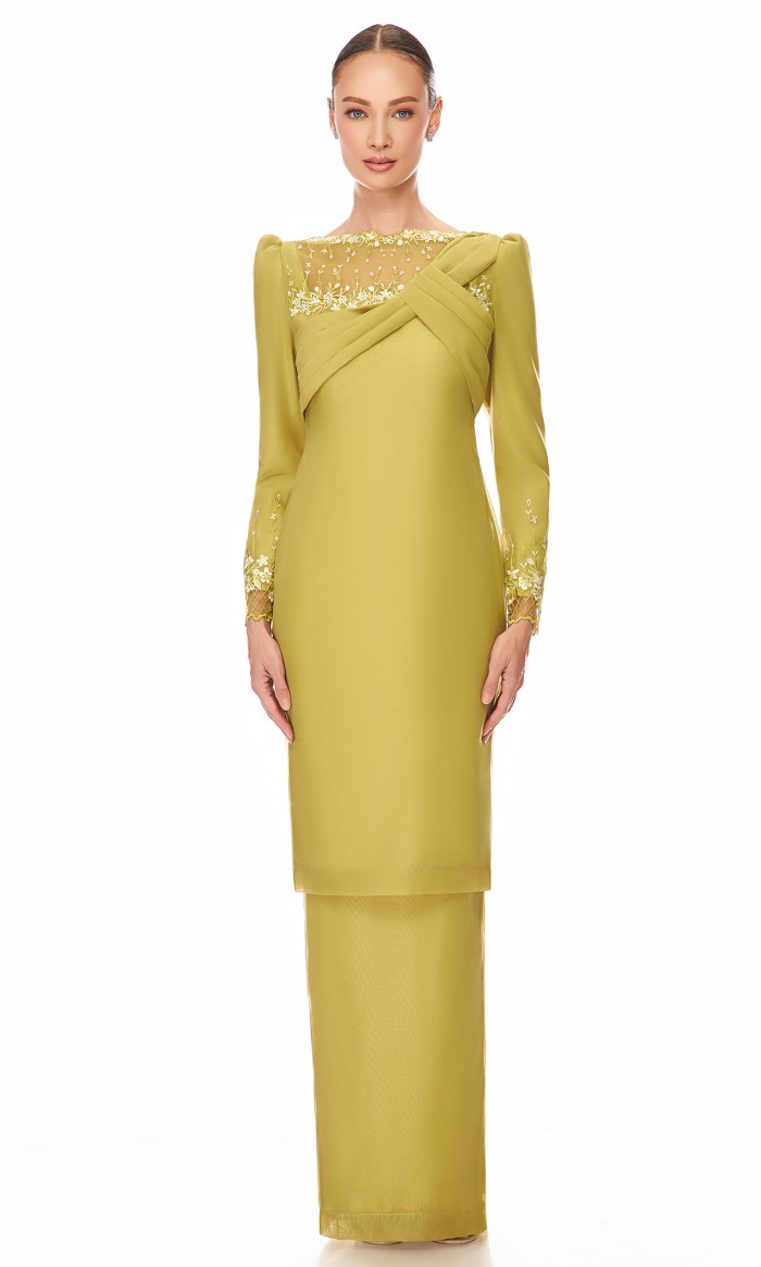 Elaine Kurung in Old Gold