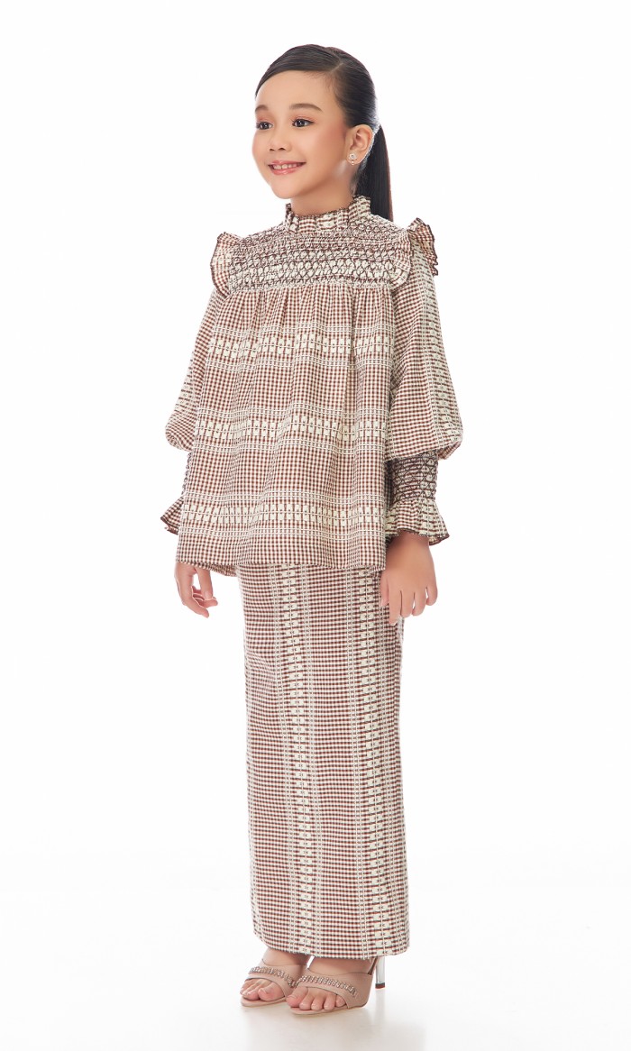 Ellery Kurung Kids in Saddle Brown