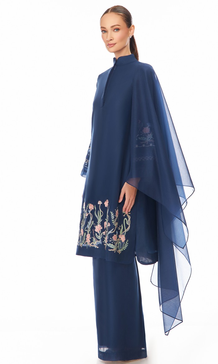 Emerie Kurung in Oxford Blue