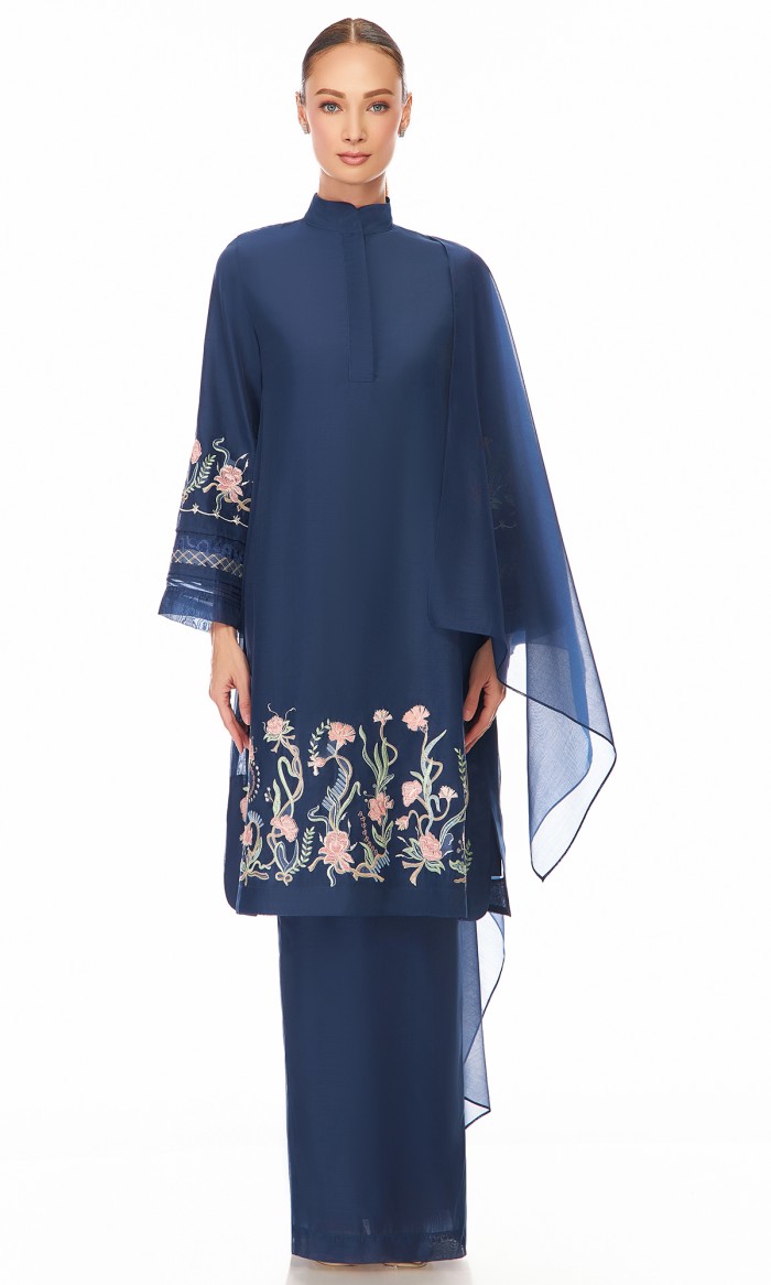 Emerie Kurung in Oxford Blue