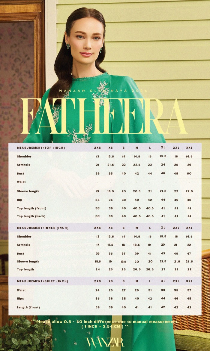 Fatheera Kurung in Viridian Green