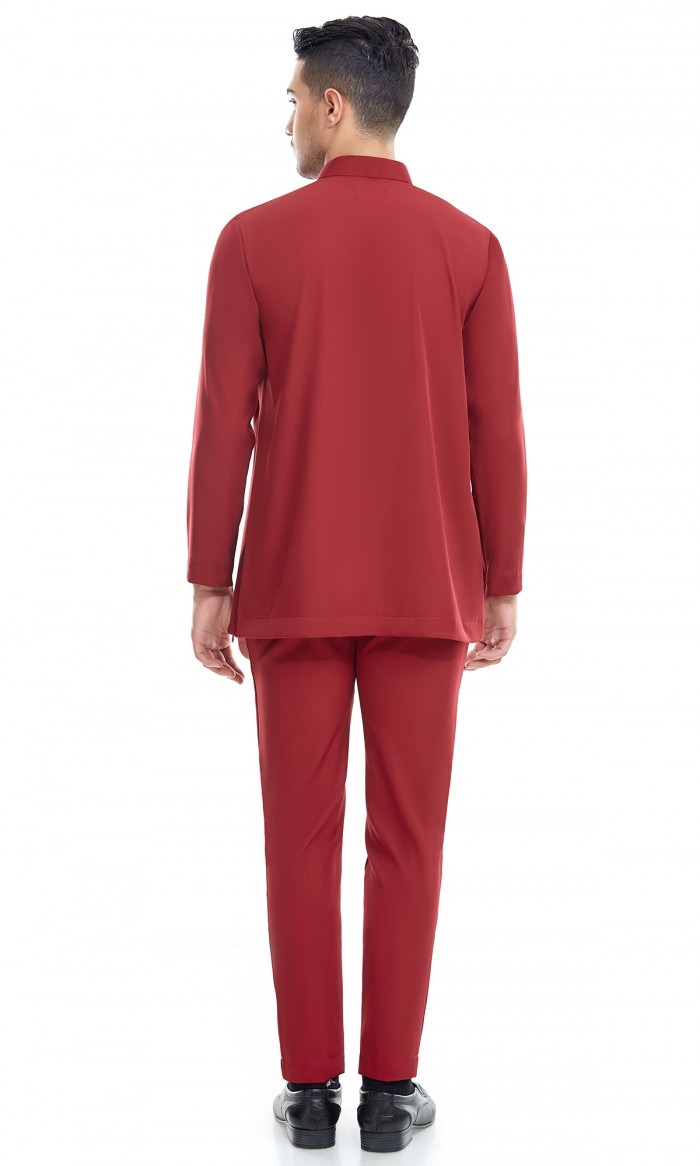 Fahaad Baju Melayu in Currant Red