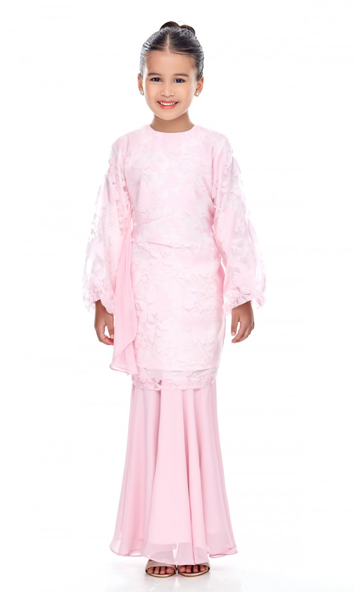 Harper Kurung Kids in Soft Pink (AS-IS)