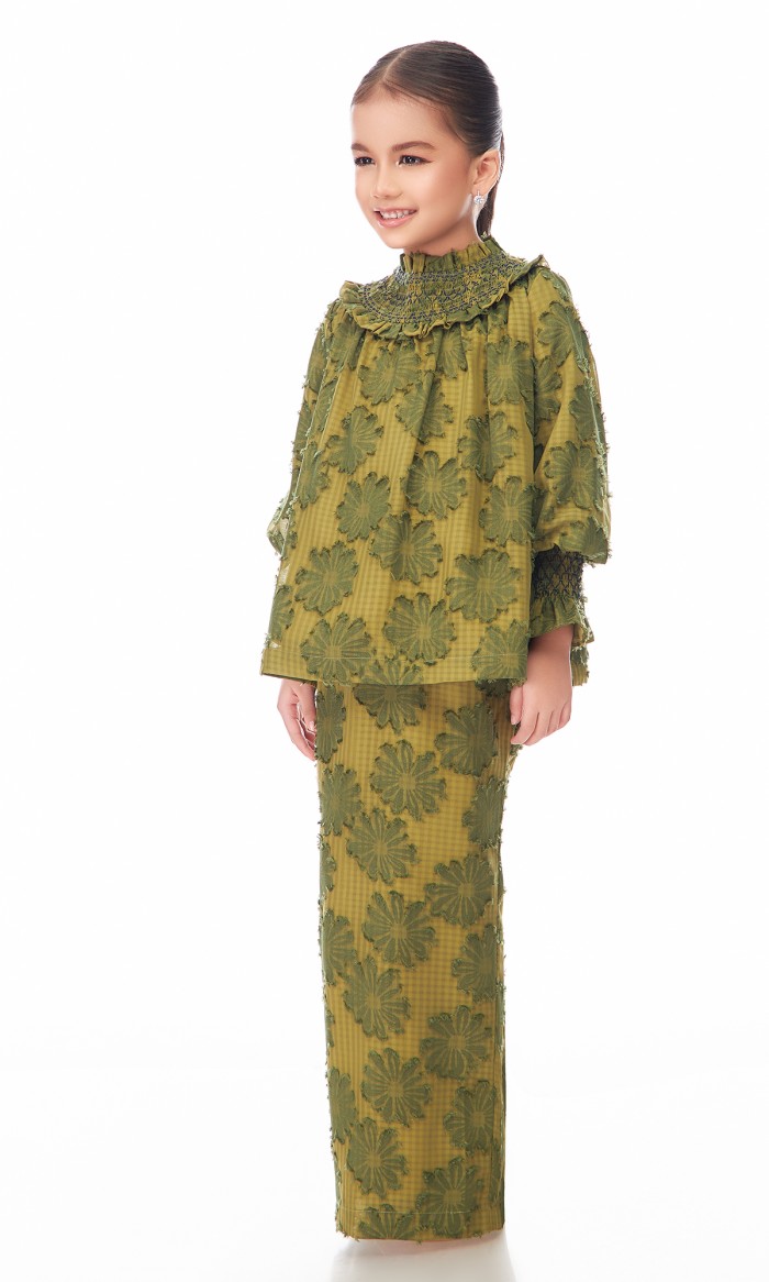 Indira Kurung Kids in Seaweed Green