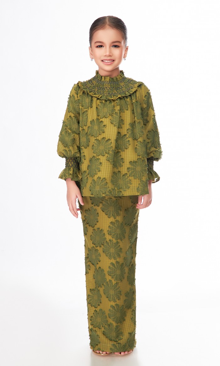 Indira Kurung Kids in Seaweed Green